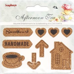 Naklejki korkowe ScrapBerry's Afternoon Tea 2, 9szt